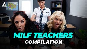 Sultry MILF teachers dominate their teens in classroom