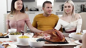 ”Silly stepbrother having fun with asian stepsis & her friend - Haley Spades & Lulu Chu”