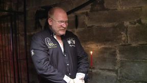 An old lady with a slim body gets her shaved pussy fisted