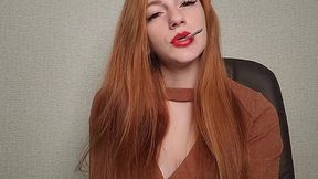 Redhead Slut Puffs Cock While Smoking a Cigarette