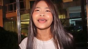 Cute Thai teen amateur picked up by two horny white guys