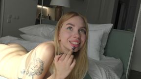 Cute blonde and her cum covered ass