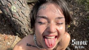 Birthday facial for a tatted slut