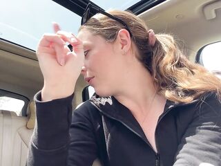 Trying out the massive toy I've ever owned in the backseat of my car!!