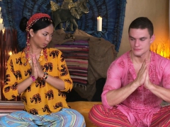 Asian yoga teacher licked and fucked