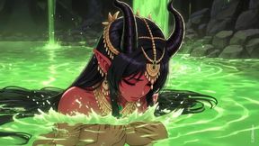 Beautiful Red Demon Lay in Green Water Bath in a Cave Compilation (Ai Animation)