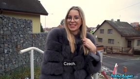 Blonde Lucky Bee fucks by the Christmas tree for money