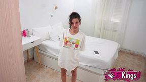 Young petite babe sets a trap to her dirty roommate '_cause he sniffed her panties!