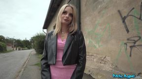Teen blonde fucked outdoor by Public Agent
