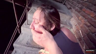 Very Intense Dirty Fucking On The Public Stairs With A Total Whore - Aura Sin