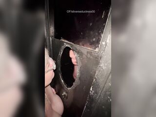 Wife lets stranger jerk off in her throat at gloryhole. Watch greater amount at my OF link.