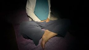 Busty MILF fingering herself and moaning loudly in the forest