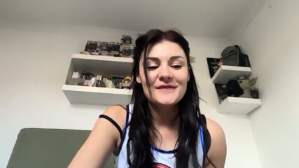 Petite teen's tiny pussy stretched beyond belief by thick black shaft