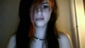 Webcam solo with my cute goth GF fingering her shaved pussy