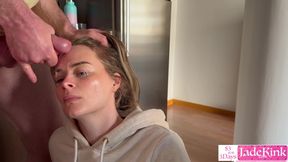 Blue eyed hottest blonde stunning beauty blowjob and facial