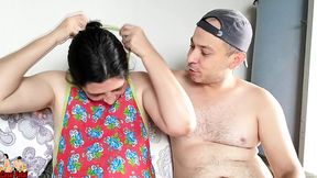 Naughty housewife humiliates her cuckold of small penis.