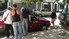 Gang bang with black and white cock