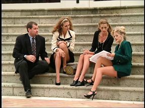 Horny milfs get screwed till orgasm in an outdoors threesome