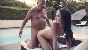 ”Petite russian teen's perfect blowjob & sexy fuck by thick old man”