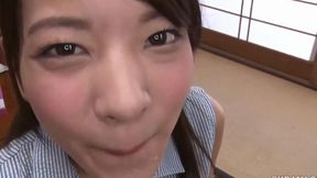 Slutty chick Ai & Abe double swallow cum load