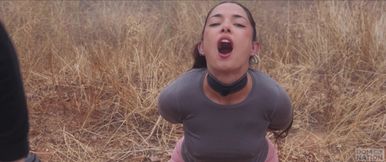 Gorgeous Spanish goddess gets ass punished and tied up for piss play by an olive grove