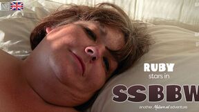 ”SSBBW Ruby plays in bed with her huge saggy tits & massive snatch!”