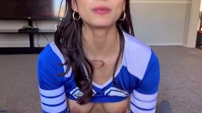 Dallas Cowboys Cheerleader Gets Tits Slapped, Deepthroats Dick & Swallows Jizz