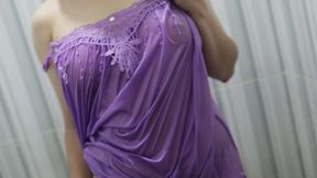 AMATEUR BUSTY GIRL IN A TRANSPARENT DRESS