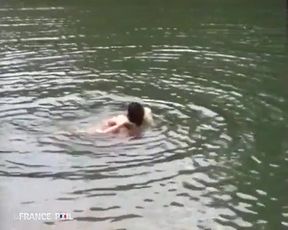 Trio in nature for a beautiful blonde.