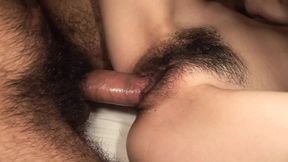 JAPANESE BITCH MOANS AS SHE BOUNCES HAIRY PUSSY ON A MASSIVE