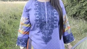 British indian slut cheats on husband fucked in tent by black cock outside