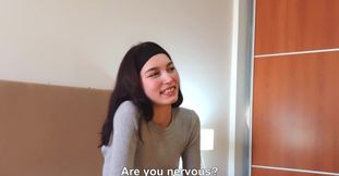 Tiny latina gets her pussy destroyed at her first porn casting