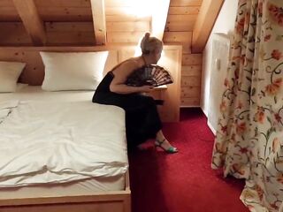 Golden-haired Older Wife Enjoys Sex Half Dressed