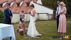 That's the old tradition to check if the bride suits the groom