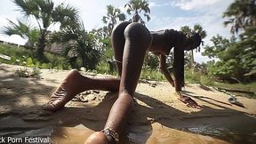 Lusty Tourist Bangs African Village Slut's Perfect Body in Jungle River