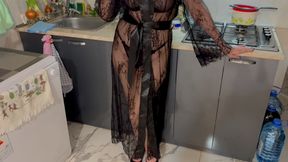 While my husband was on a business trip, a gorgeous milf in a negligee gave me a blowjob and I fucked her doggystyle.