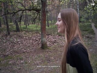 Hot nymphomaniac in the forest made me cum in her throat