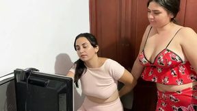 My stepsister is horny and she goes to look for me when I'm working so that I can fuck her pink pussy