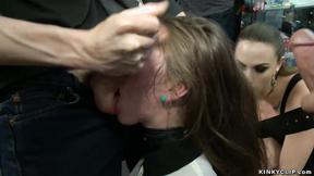 ”Tiny bitch throat screwed in public”