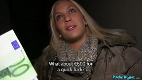 Blondie takes cash or fucking with a stranger on the rooftop POV