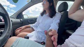 Caught Giving Roadside Pussy Therapy in His Car, Public Fuck Joyride Exposed
