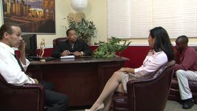 Hairy bush office gangbang with Lucky Starr