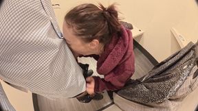 MILF Gives Random Person a Deepthroat in the Swimming Pool Changing Room. 8 Inch Dick Deep Throat. Swallow Cum