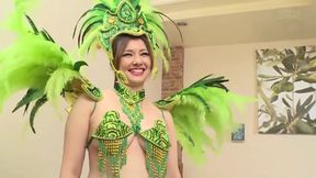 Busty Brunette Maria's Debauchery: Japanese Studs Taku &amp; Wolf Fuck Her Big Tits &amp; Ass in Uncensored Samba Dance.