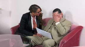 Secretary Finally Manages to Fuck the Boss with Her Huge Tits. He Also Gets Anal