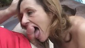 An amazing poolside blowjob for a small cock loser