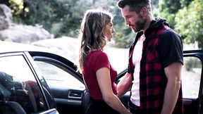 ”Stranded blonde MILF hitchhikes & fucks huge dick stud outdoors”