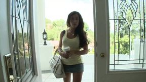 Brunette with big tits gets nailed in the bathtub by a fit stud