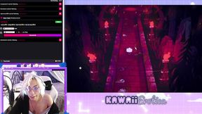 Gamergirl wanks to Cult of the Lamb while showing off her big natural tits