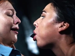 Lesbian BDSM Chained and Electro Tortured MILF Slave